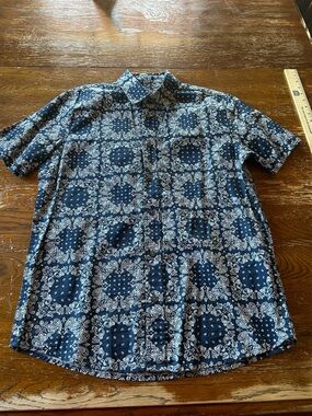 Slate & Stone Navy and White Short-Sleeve Button-Up Shirt